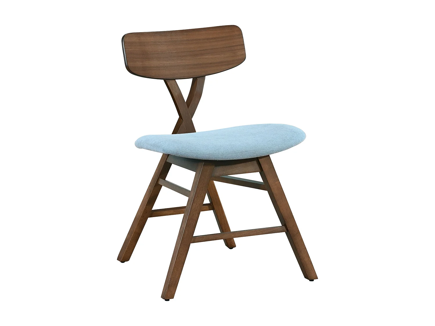 Houten stoel – klassiek design – bruin / blauw – LOOMENS