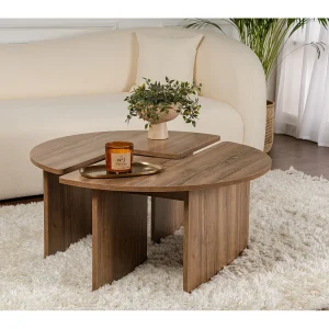 Houten salontafel "Moira" – 90 x 90 x 41 cm – Notelaar