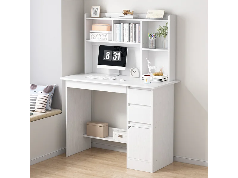 JEUGDCOMPUTERBUREAU LOFT WIT MET REK MET PLANKEN EN LADEN