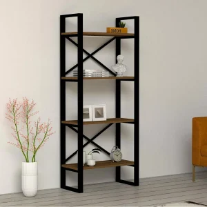 Industriële notenhouten plank – 66 cm x 150 cm x 32 cm – metaal