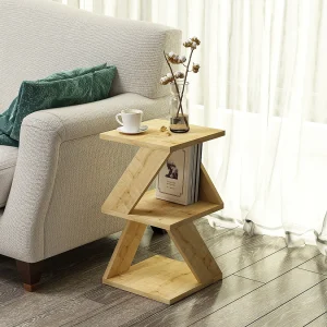 Houten bijzettafel "Albeni" 30x30x50 cm, 2 planken, Saffier Eiken afwerking, modern en functioneel design Houten bijzettafel "Albeni" 30x30x50 cm, 2 planken, Saffier Eiken afwerking, modern en functioneel design