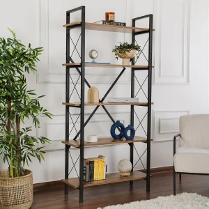 Elysian Houten Boekenkast – 90 x 33 x 180 cm – WalnootZwart Elysian Houten Boekenkast – 90 x 33 x 180 cm – WalnootZwart