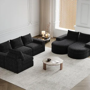 Kaleido Pro – Modulaire Verbindbare Hoekbank – Set van 2 – 6 Zitplaatsen – Omkeerbare Chaise Longue – Chenille Stof – Ideaal voor Grote Woonkamer