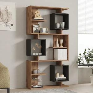 Houten boekenkast "Icardi" 8 planken – Atlantische den Antraciet 90x24x171 cm, robuust en functioneel design
