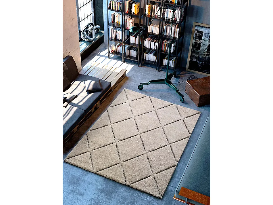 Hoogpolig tapijt - geometrisch - wit - 160x230 cm - SWANSEA