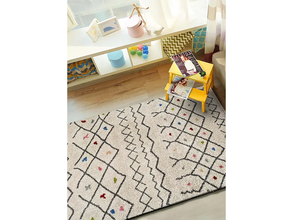 Hoogpolig tapijt - berber - wit - 80x150 cm - KASBAH