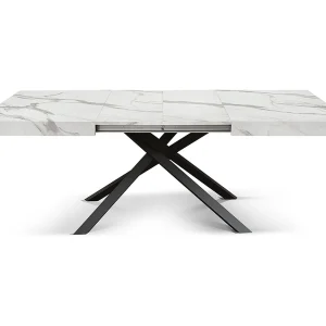 Houten tafel, wit met zwart onderstel, uitschuifbaar 160×90-240×90 – FORTE DEI MARMI Houten tafel, wit met zwart onderstel, uitschuifbaar 160×90-240×90 – FORTE DEI MARMI