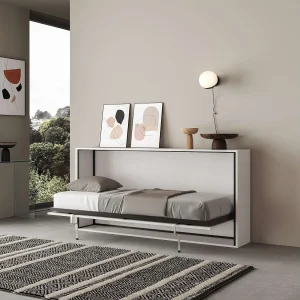 Horizontaal Kando eenpersoons opklapbed met matras eiken wit Horizontaal Kando eenpersoons opklapbed met matras eiken wit