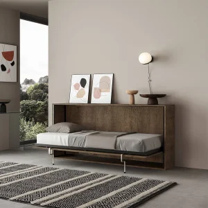 Horizontaal Kando eenpersoons opklapbed met matras walnoot Horizontaal Kando eenpersoons opklapbed met matras walnoot