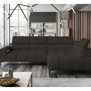 Hoeksalon PLAZA-L Stof SOLAR Hoekbank Inclusief Comfortabele Zachte Rugleuning Longchair Rechts Industrieel Stijl L-Vorm Rechts 300x99x216cm BRONZE