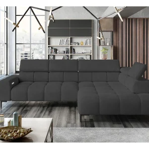 Hoeksalon PLAZA-L Stof SOLAR Hoekbank Inclusief Comfortabele Zachte Rugleuning Longchair Rechts Industrieel Stijl L-Vorm Rechts 300x99x216cm GRAY