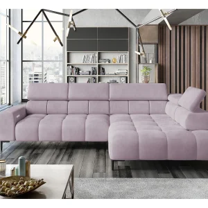 Hoeksalon PLAZA Stof SOLAR Hoekbank Inclusief Comfortabele Zachte Rugleuning Longchair Rechts Industrieel Stijl L-Vorm Rechts 300x99x216cm PULVERROZE