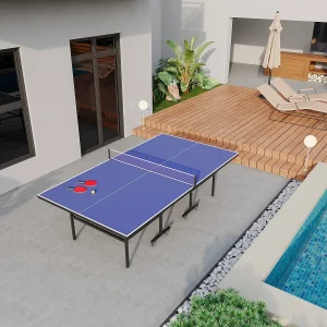 Opvouwbare tafeltennistafel op wieltjes met accessoires – L274 x B152.5 x H76 cm – JORDIE Opvouwbare tafeltennistafel op wieltjes met accessoires – L274 x B152.5 x H76 cm – JORDIE