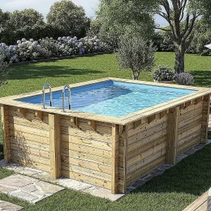 Rechthoekig houten zwembad "Zanzibar" – 3,50 x 2,30 x 1,24 m – 180 µ noppenzeil – 280 g/m² winterzeil Rechthoekig houten zwembad "Zanzibar" – 3,50 x 2,30 x 1,24 m – 180 µ noppenzeil – 280 g/m² winterzeil