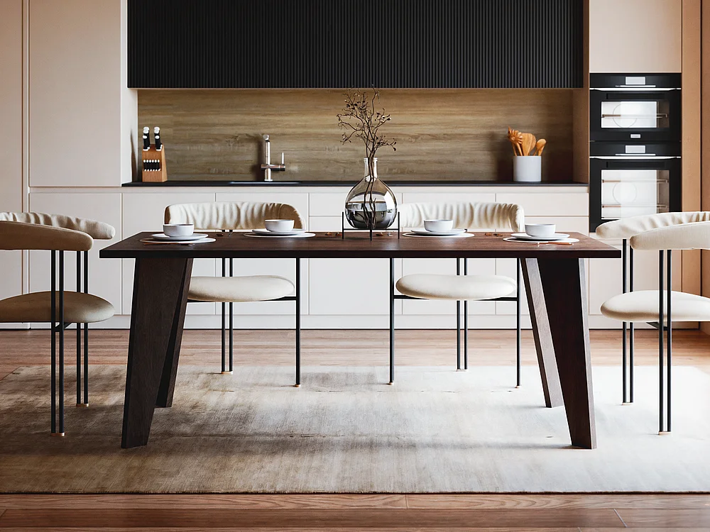 HOLT tafel 180 x 95 cm voor keuken, woonkamer, eetkamer Chocolade eiken