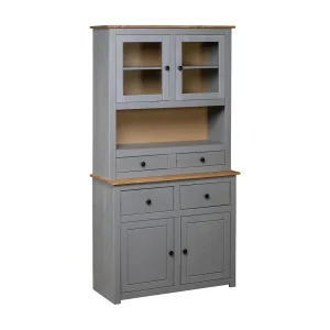 Hoge kast Panama Range 93×40,5×180 cm massief grenenhout grijs
