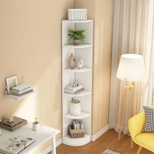 Hoekplank met 5 planken – MDF-hout – Wit