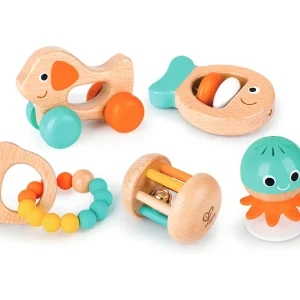 Houten sensorische speelgoeddoos voor de eerste leeftijd