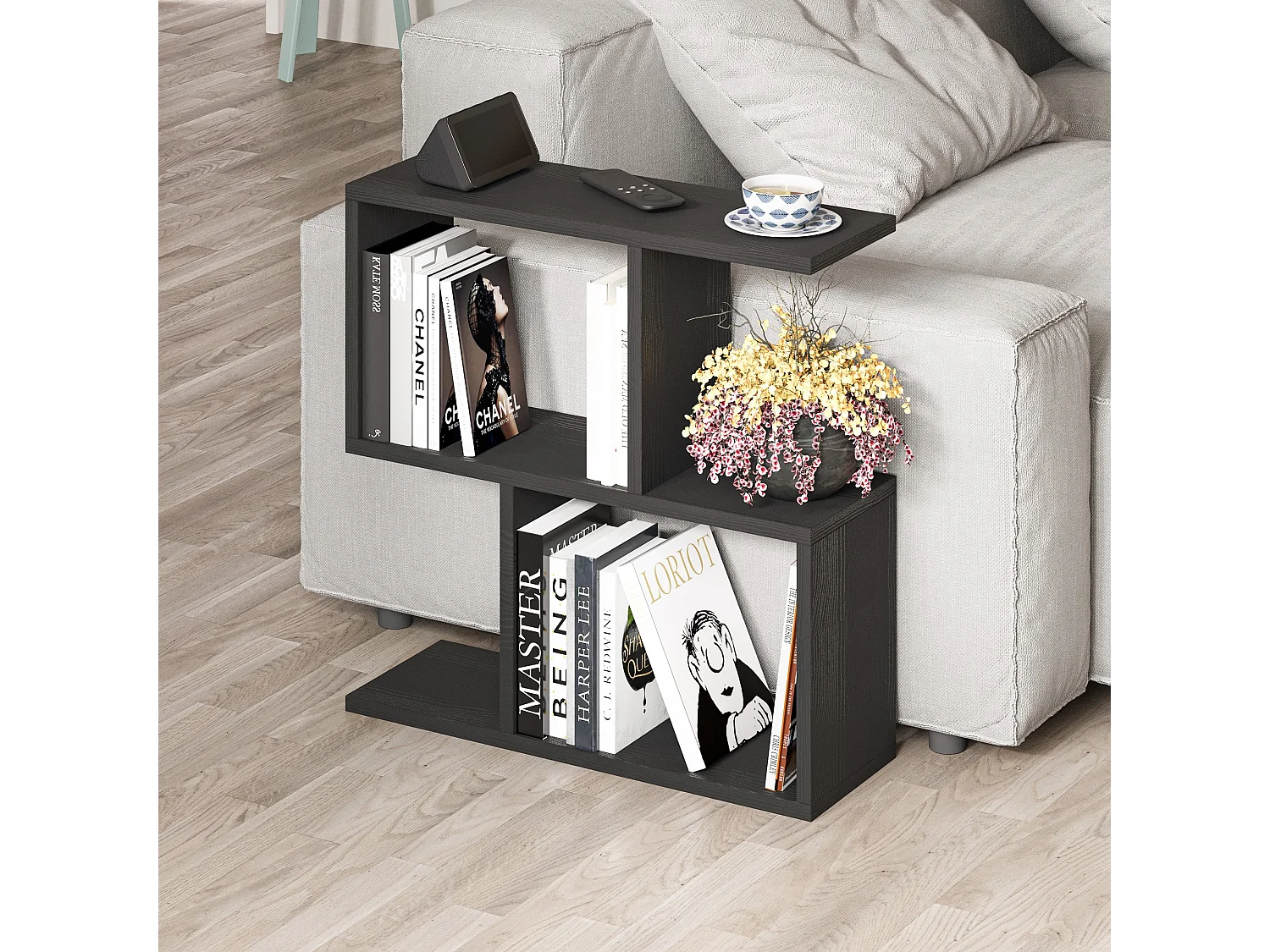 Homemania" houten salontafel - 60 x 20 x 60 cm - Zwart hout