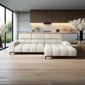 Hoeksalon PLAZA-MINI Stof SOLAR Longchair Rechts, Zachte Rugleuning, Industrieel Stijl, L-Vorm, 270x99x177cm, R-ESDOORN