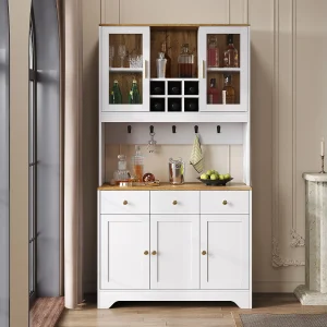Hoge keukenkast – 94,5 x 30 x 175,5 cm – met 5 deuren + 3 laden – MDF – wit