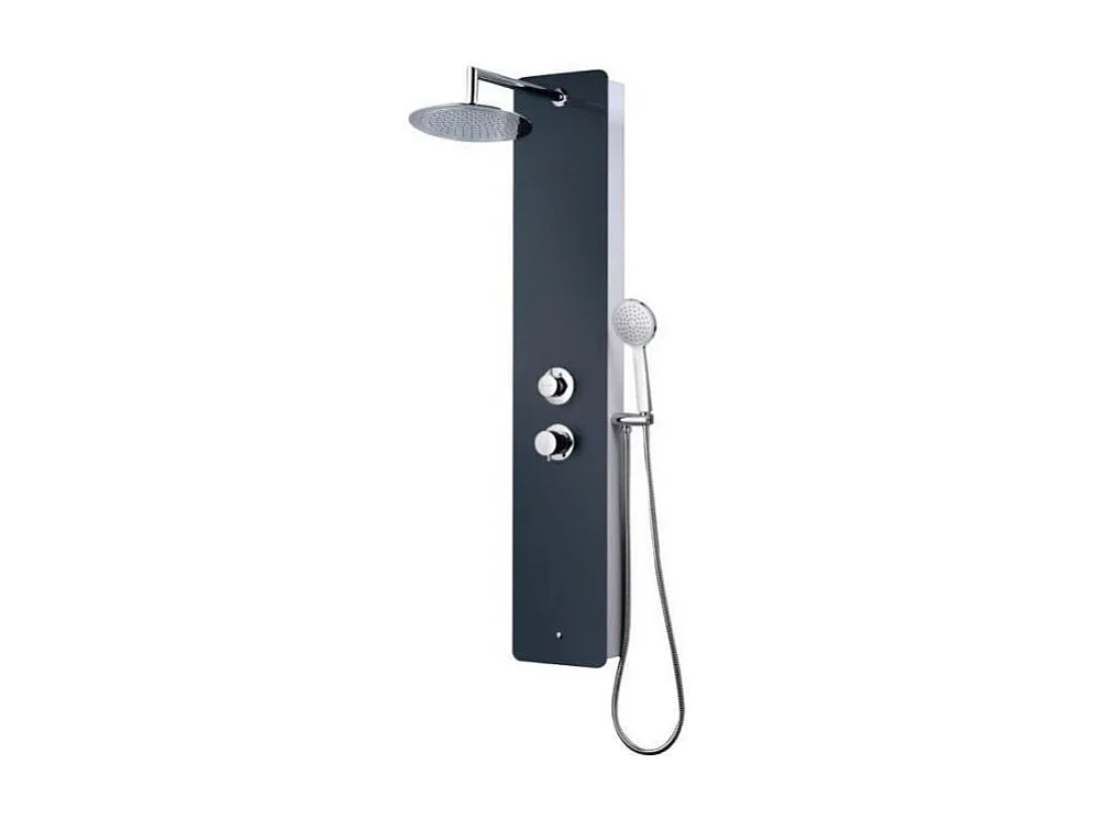 Hydromassage doucheset Rousseau Eris antracietgrijs, veiligheidsglas, keramische mengkraan, draaibare douchekop Ø240 mm