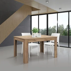 Houten tafel, eiken afwerking, uitschuifbaar 140×90 cm – 220×90 cm – LIPARI