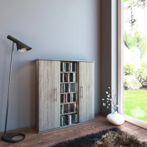 Houten CD DVD Stand Plank Santo Glas Deur Houten CD DVD Stand Plank Santo Glas Deur