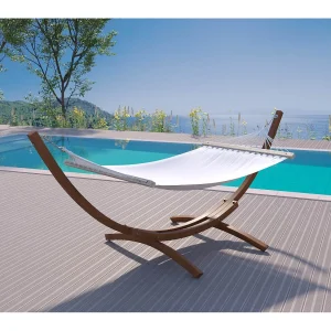 Houten Hangmat met Standaard 3,15 m – Poly-Katoen Doek Ecru LAGOA Houten Hangmat met Standaard 3,15 m – Poly-Katoen Doek Ecru LAGOA