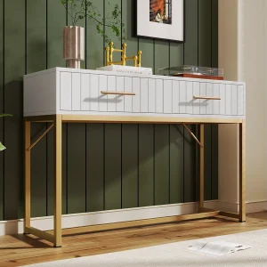 Kaptafel – 100 x 45 x 75 cm – met 2 lades – voor slaapkamer – Spaanplaat – wit Kaptafel – 100 x 45 x 75 cm – met 2 lades – voor slaapkamer – Spaanplaat – wit