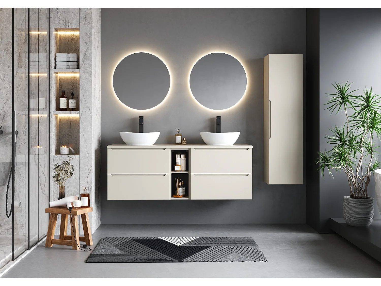 Kasjmier badkamerset 140 cm Kast Rek Etna-blad