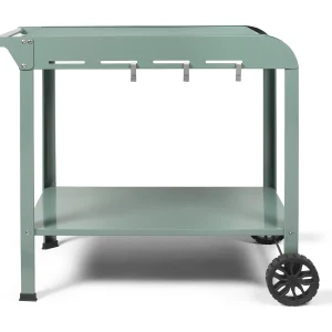 Kaki serveerwagen Livoo GS168V voor plancha 2-3 branders, geverfd staal, 3 haken, mand, getande wielen, 91,5×50,2×80 cm Kaki serveerwagen Livoo GS168V voor plancha 2-3 branders, geverfd staal, 3 haken, mand, getande wielen, 91,5×50,2×80 cm