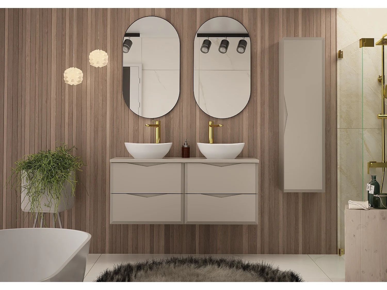 Kasjmier badkamerset 120 cm Kast met blad Delica