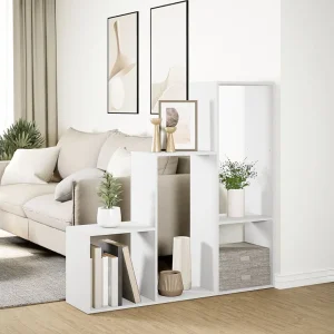 Kamerscherm / boekenkast 3-laags 123x29x123 cm bewerkt hout wit Kamerscherm / boekenkast 3-laags 123x29x123 cm bewerkt hout wit