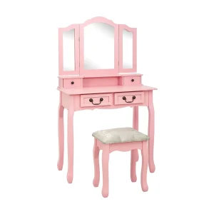 Kaptafelset met kruk 80x69x141 cm paulowniahout roze