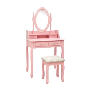 Kaptafelset met kruk 75x69x140 cm paulowniahout roze