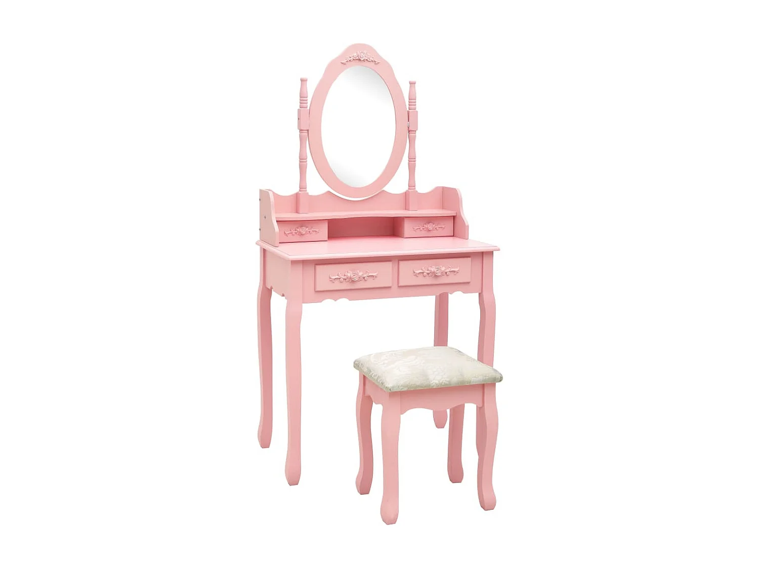 Kaptafelset met kruk 75x69x140 cm paulowniahout roze