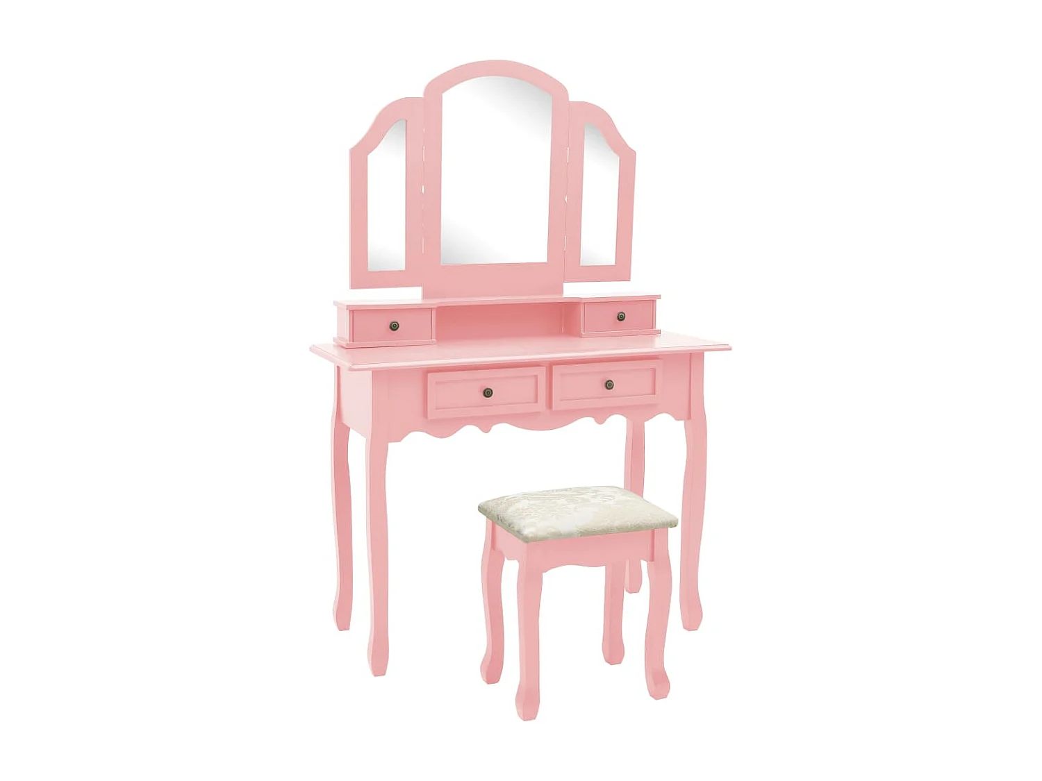 Kaptafelset met kruk 100x40x146 cm paulowniahout roze