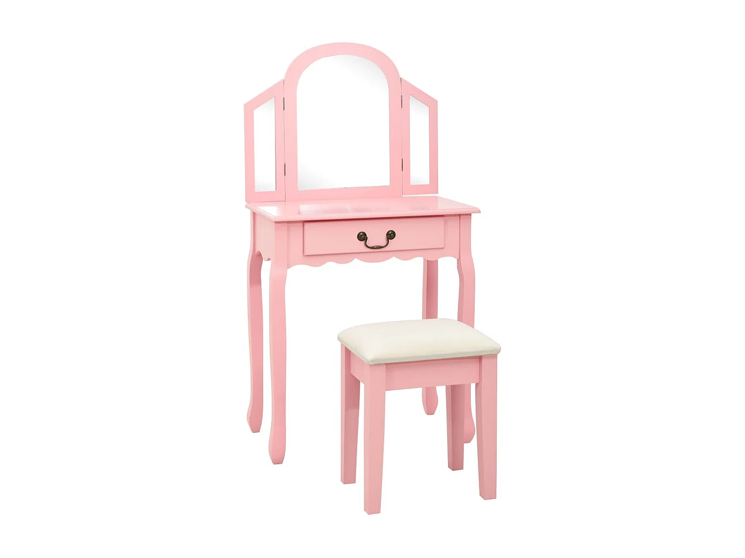 Kaptafel met kruk 65x36x128 cm paulowniahout MDF roze