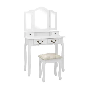 Kaptafelset met kruk 80x69x141 cm paulowniahout wit