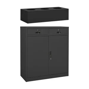 Kantoorkast met plantenbak 90x40x125 cm staal antracietkleurig