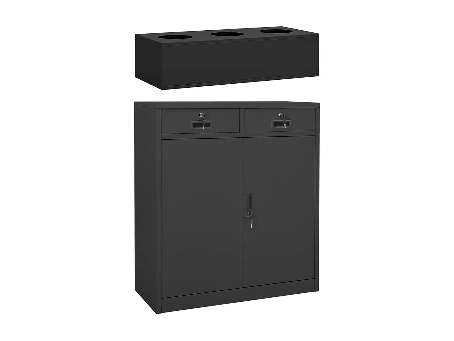 Kantoorkast met plantenbak 90x40x125 cm staal antracietkleurig