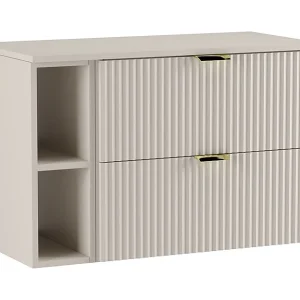 Kasjmier badkamerset 80 cm Geribbelde fronten Rek en blad Kasjmier Kasjmier badkamerset 80 cm Geribbelde fronten Rek en blad Kasjmier
