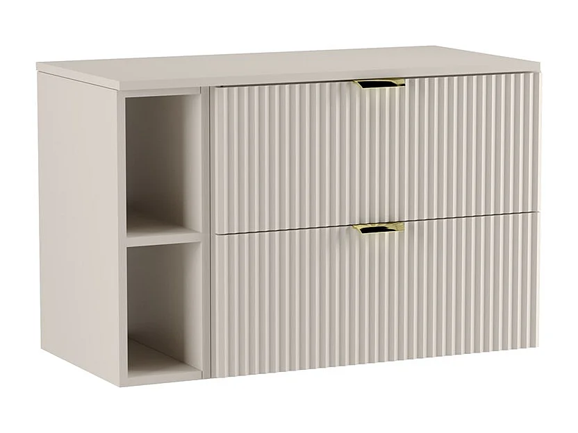 Kasjmier badkamerset 80 cm Geribbelde fronten Rek en blad Kasjmier
