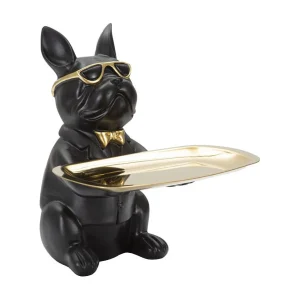 Hond met goud-zwarte hars opbergdoos, 19x20x23,5 cm Hond met goud-zwarte hars opbergdoos, 19x20x23,5 cm