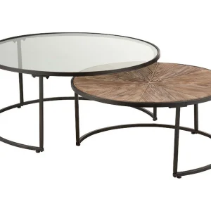Jila ronde bijzettafel van donker massief hout – Set van 2 Jila ronde bijzettafel van donker massief hout – Set van 2