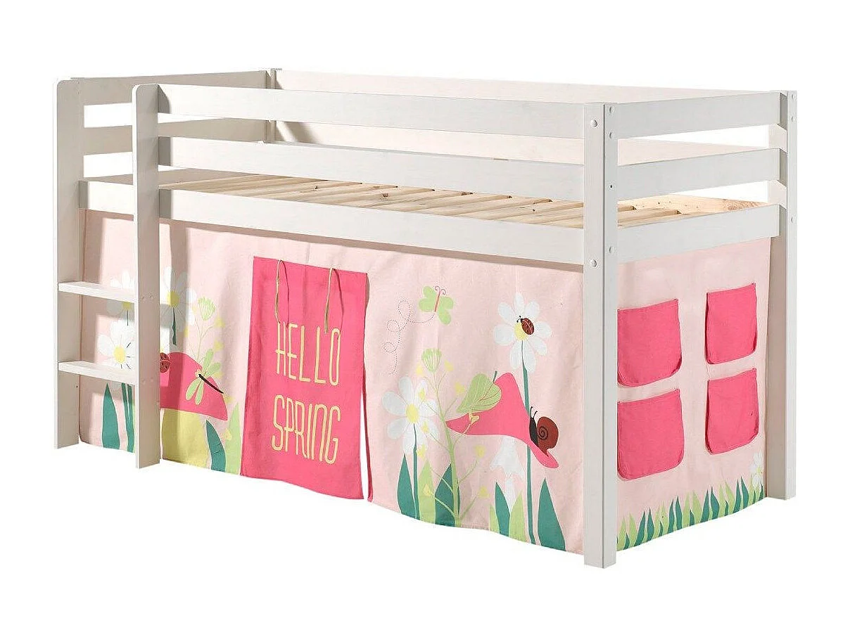 Hoogslaper 90x200 cm met witte massief grenen springtent Pino