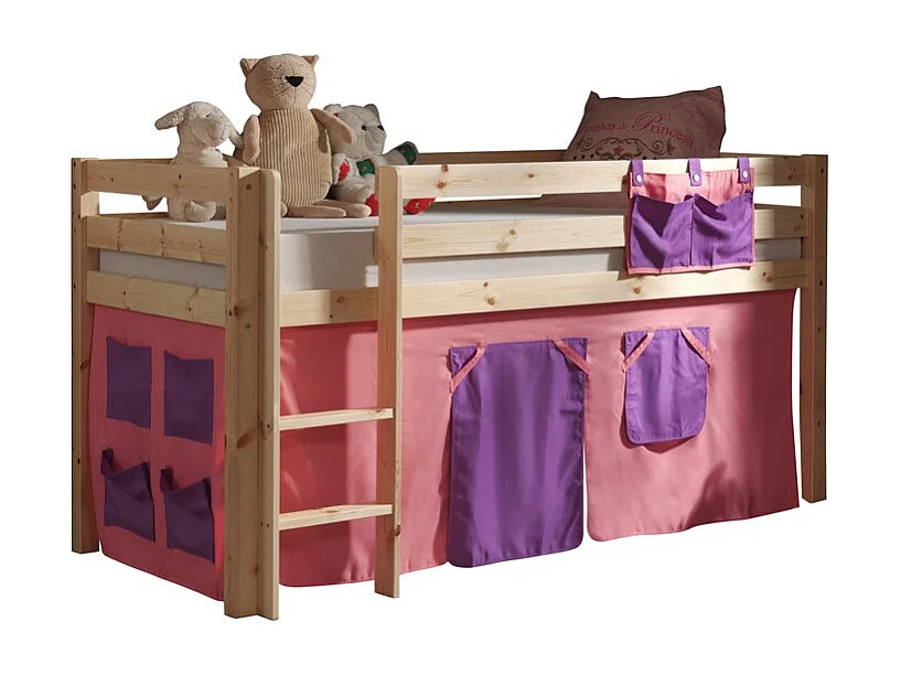 Hoogslaper 90x200 cm met bella tent licht massief grenen Pino