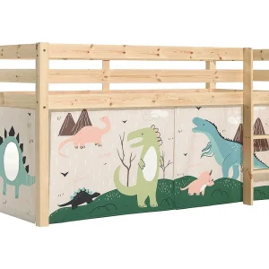 Hoogslaper 90×200 cm met lichte massief grenen dinosaurustent Pino Hoogslaper 90×200 cm met lichte massief grenen dinosaurustent Pino