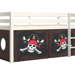 Hoogslaper 90×200 cm met bruine piratentent massief grenen wit Pino